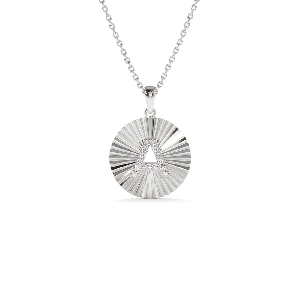 14K Sparkle Disc Diamond Initial Necklace - view 3