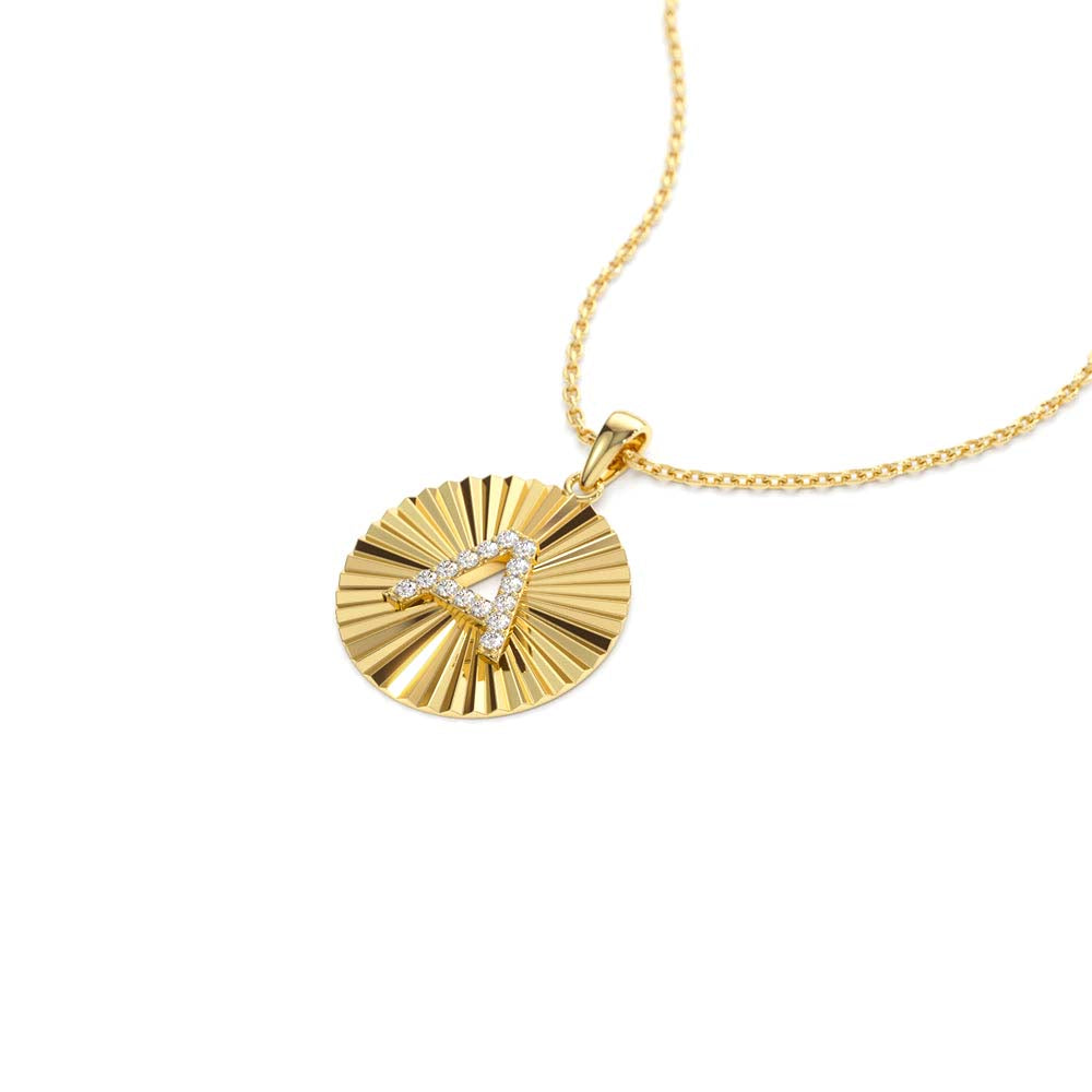 14K Sparkle Disc Diamond Initial Necklace - view 4