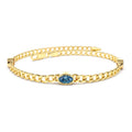 14K Cuban Link Bracelet w/ Bezel Setting London Blue Topaz by Orlina Fine