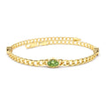 14K Cuban Link Bracelet w/ Bezel Setting Peridot by Orlina Fine