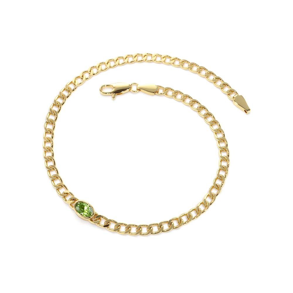 14K Cuban Link Bracelet w/ Bezel Setting Peridot - view 3