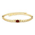 14K Cuban Link Bracelet w/ Bezel Setting Garnet by Orlina Fine