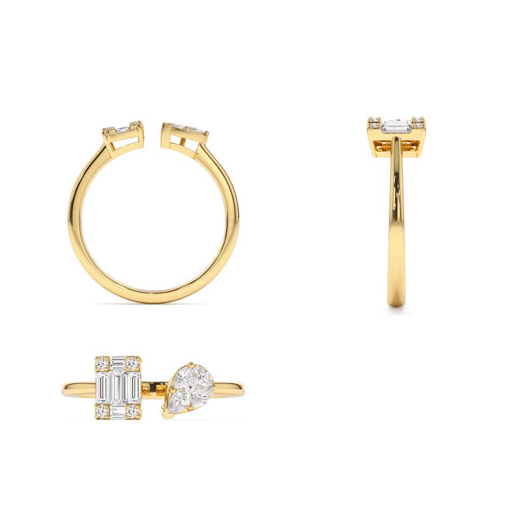 14K Gold Illusion Setting Diamond Toi et Moi Ring - view 5