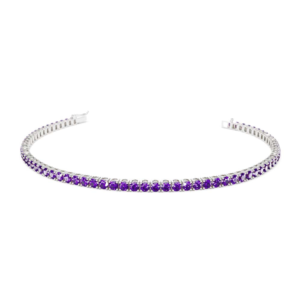 14K Prong Setting Amethyst Tennis Bracelet - view 3
