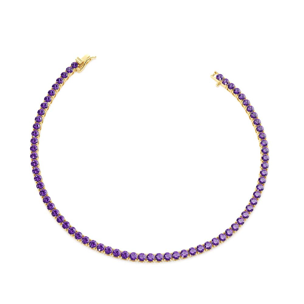 14K Prong Setting Amethyst Tennis Bracelet - view 4