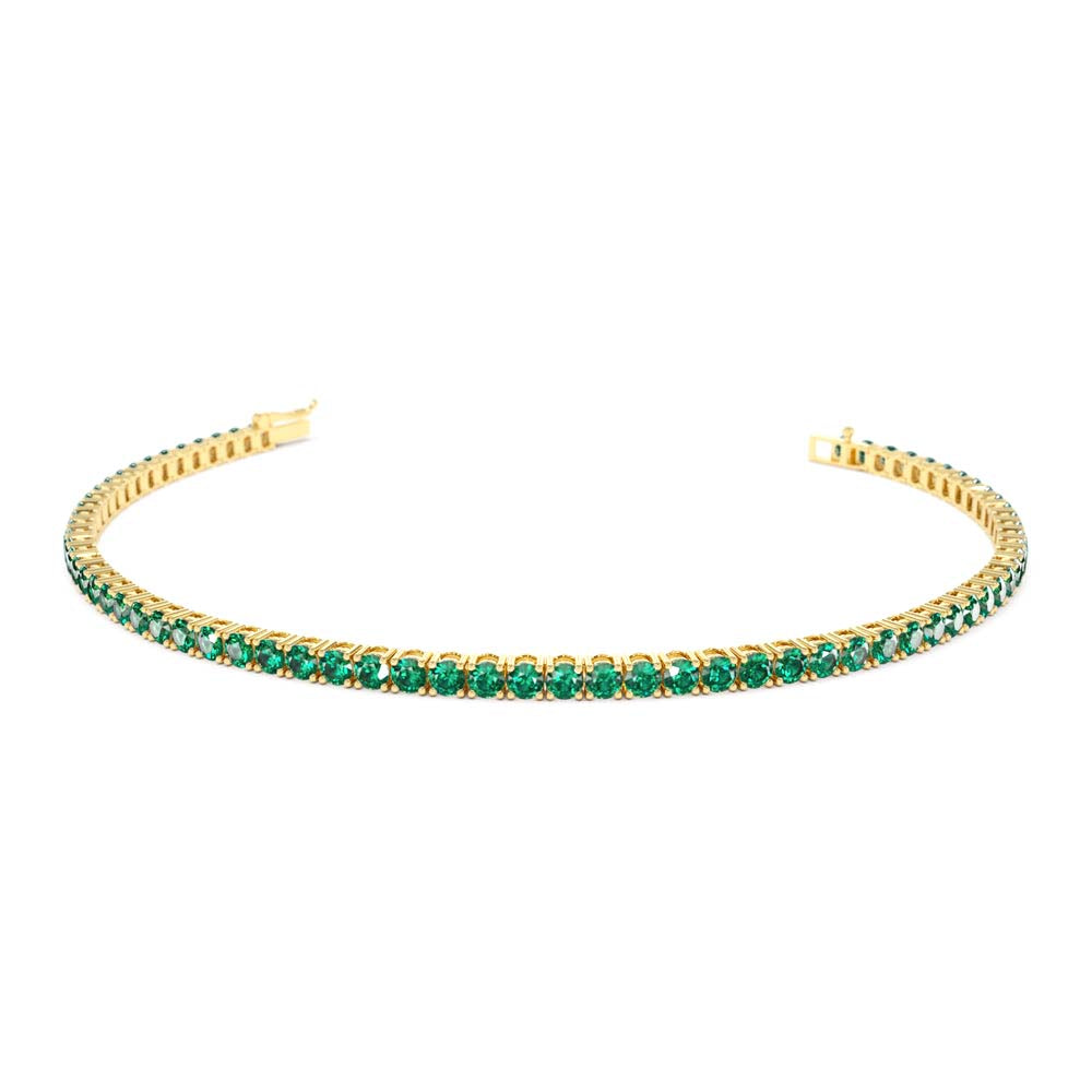 14K Prong Setting Emerald Tennis Bracelet by Orlina Fine