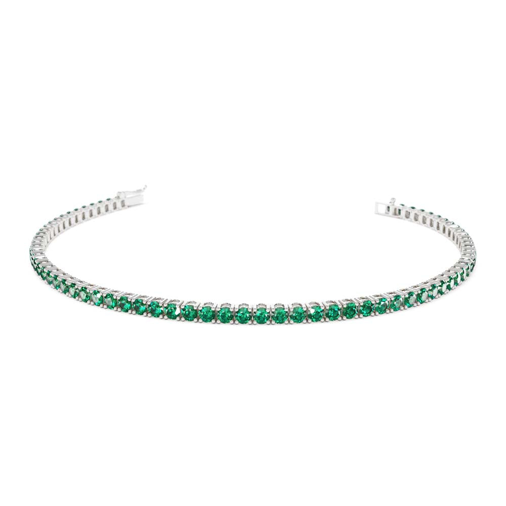 14K Prong Setting Emerald Tennis Bracelet - view 4