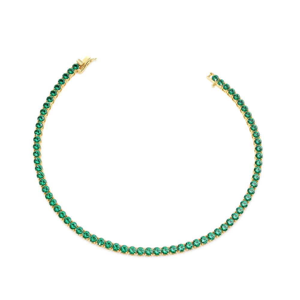 14K Prong Setting Emerald Tennis Bracelet - view 2