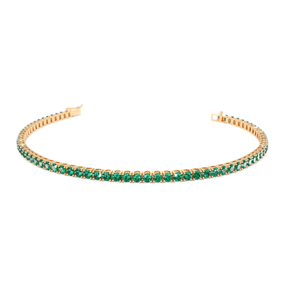 14K Prong Setting Emerald Tennis Bracelet - view 3