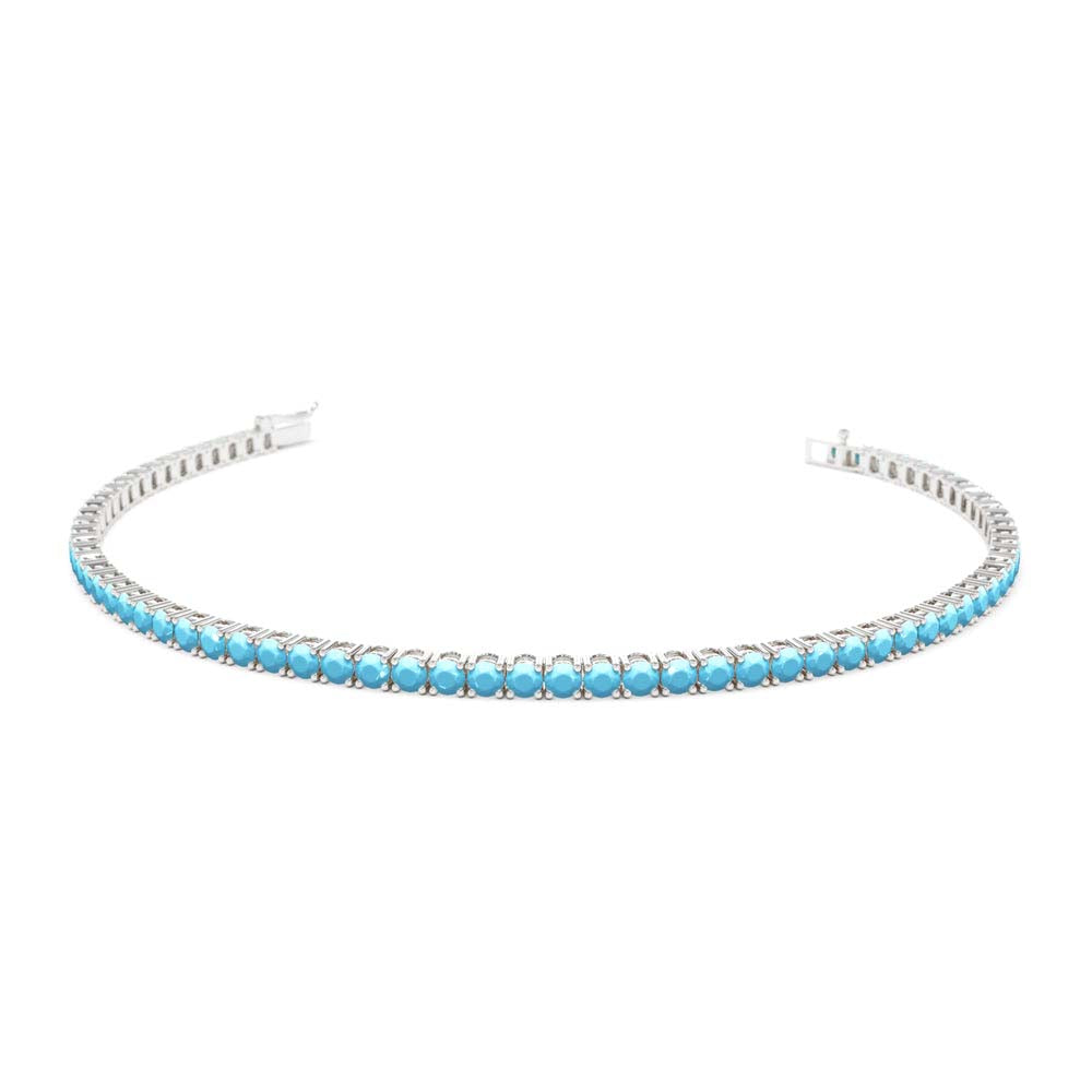 14K Prong Setting Turquoise Tennis Bracelet - view 4