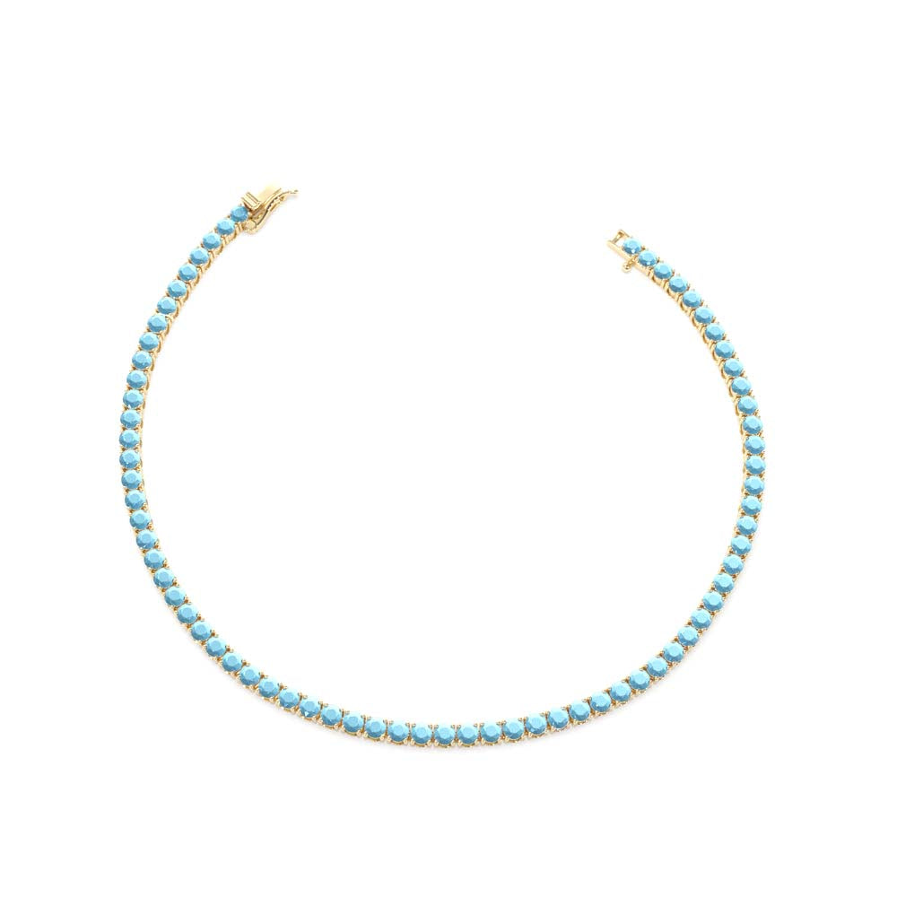 14K Prong Setting Turquoise Tennis Bracelet - view 2