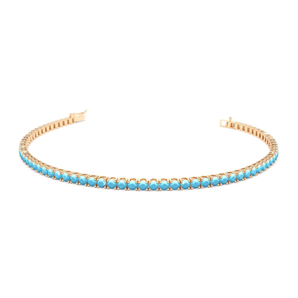 14K Prong Setting Turquoise Tennis Bracelet - view 3