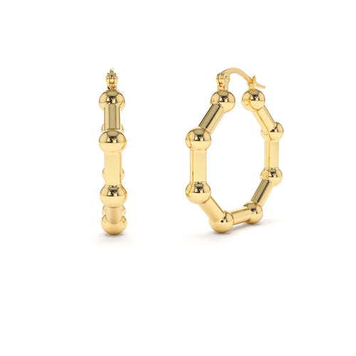 14K Beaded Tube Hoop Earrings by Orlina Fine