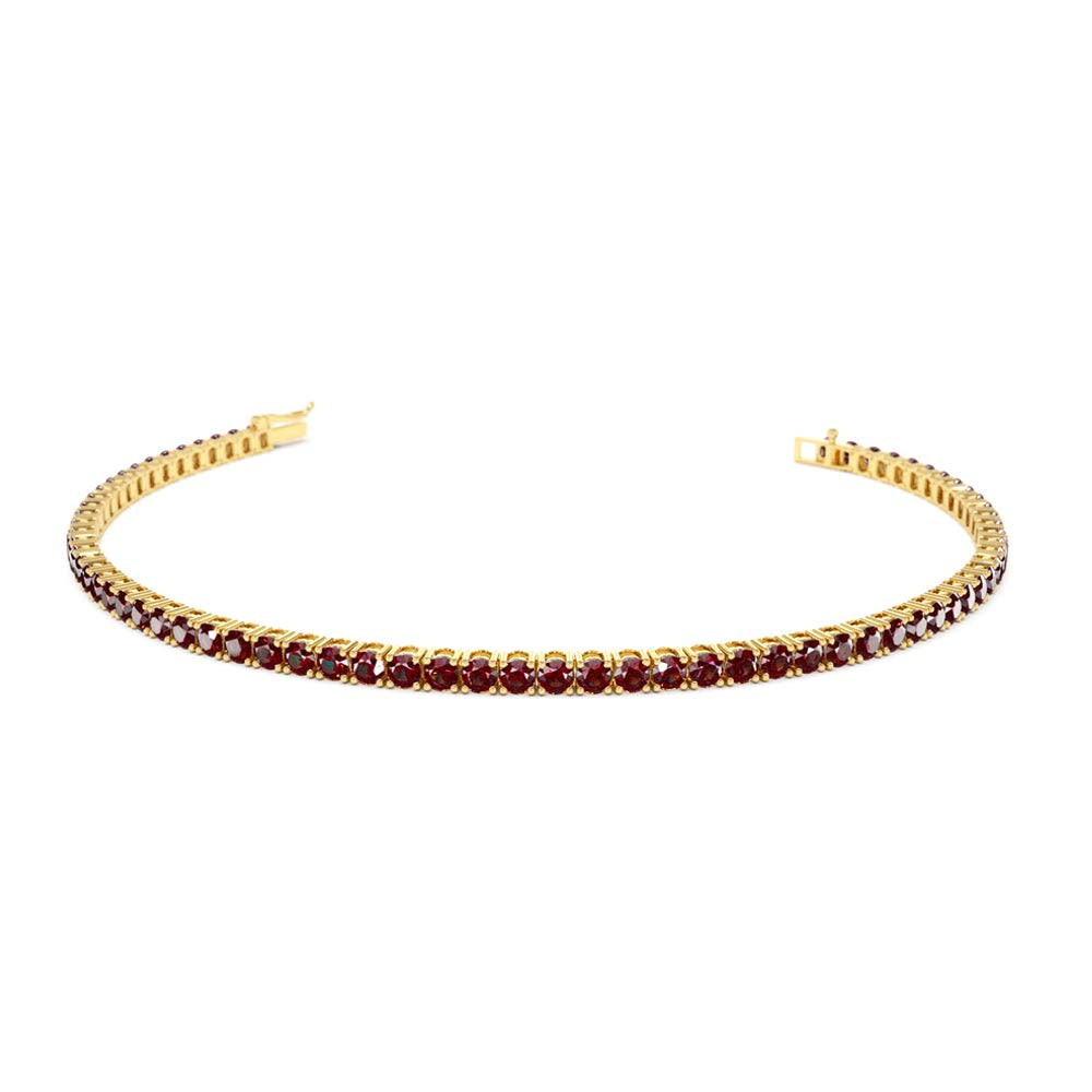 14K Prong Setting Red Garnet Tennis Bracelet by Orlina Fine