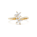 Marquise Diamond Flower Bypass Ring in 14K by Orlina Fine