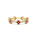 Full Eternity Clover Ruby and Diamond Ring in 14K Gold by Orlina Fine