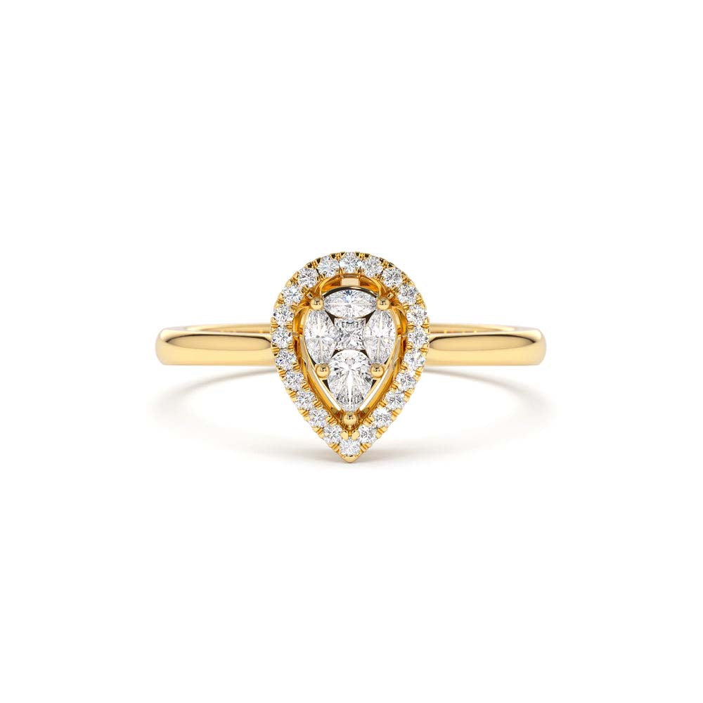 Illusion Set Pear Shape Engagement Ring in 14K by Orlina Fine