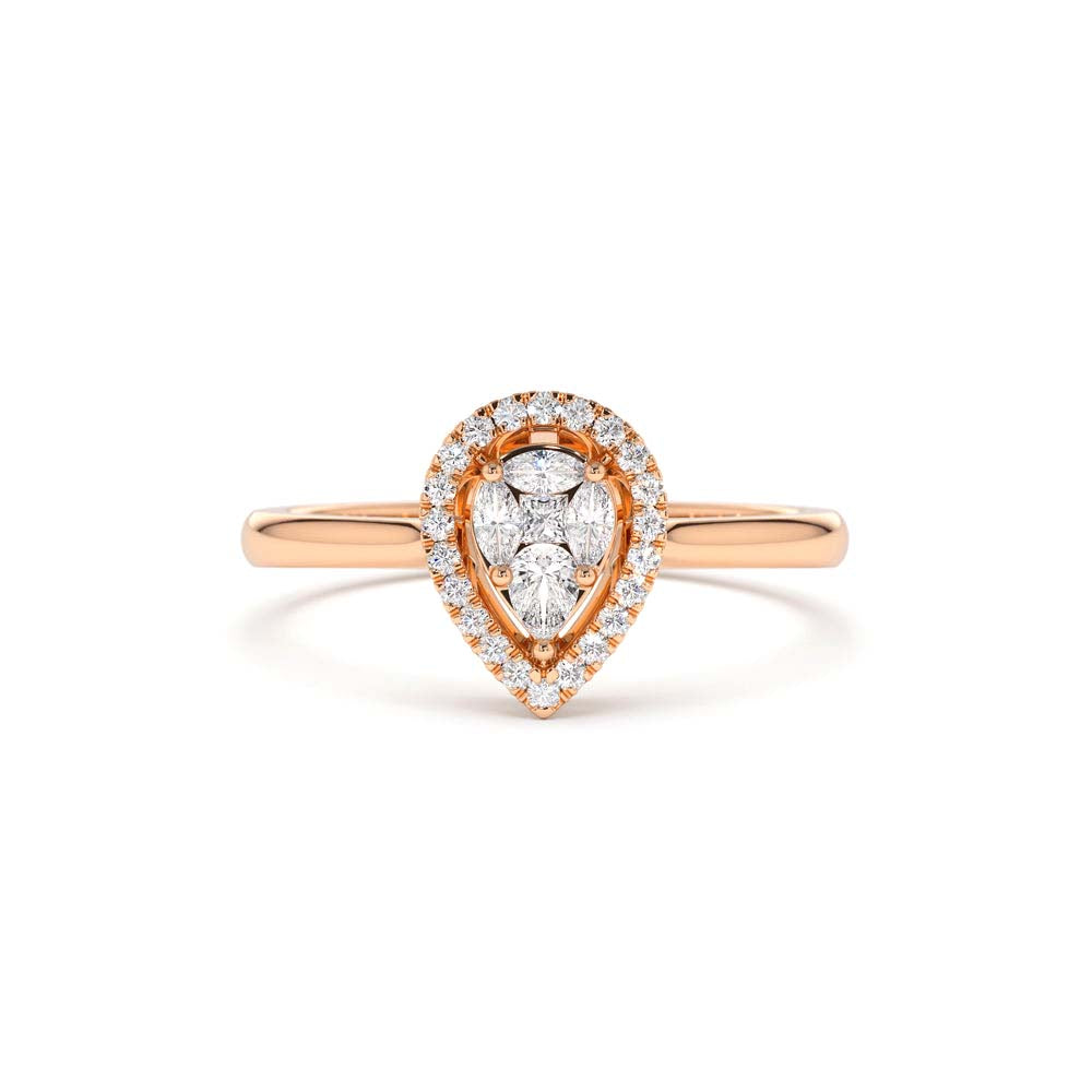 Illusion Set Pear Shape Engagement Ring in 14K - view 2