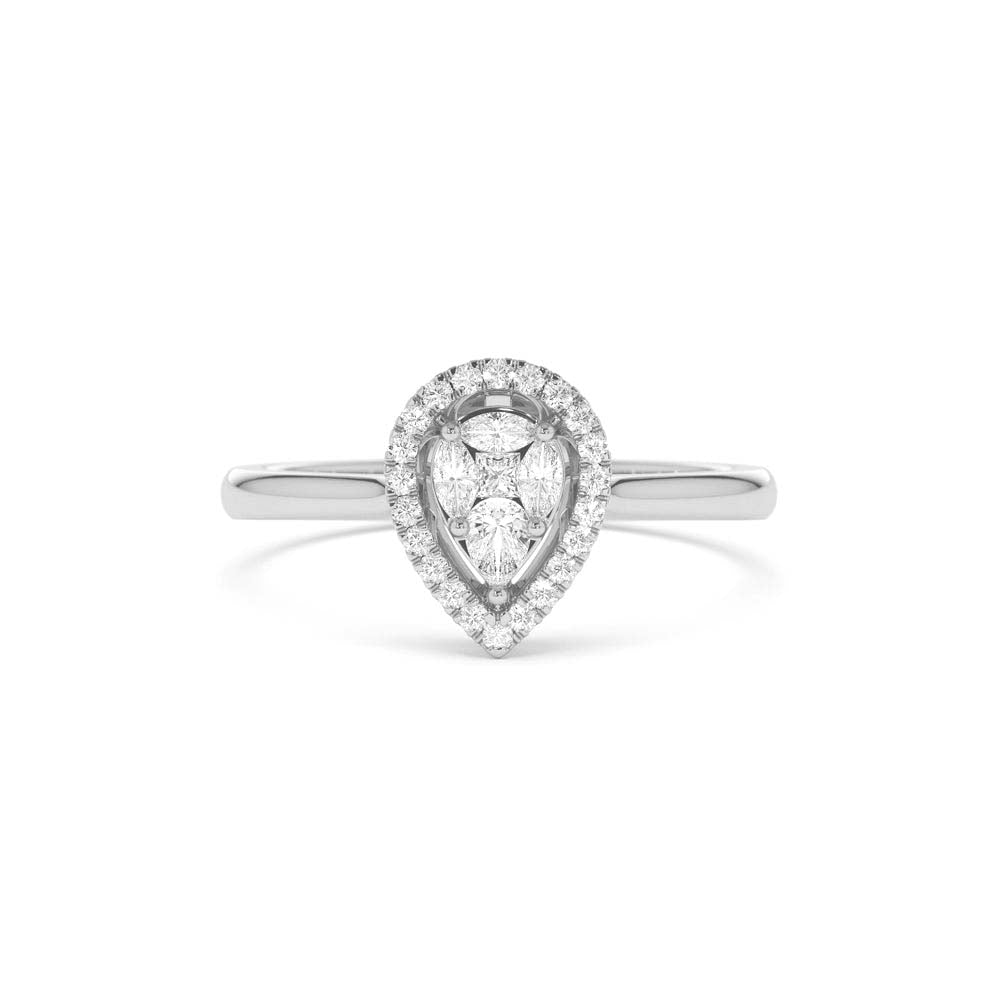 Illusion Set Pear Shape Engagement Ring in 14K - view 3