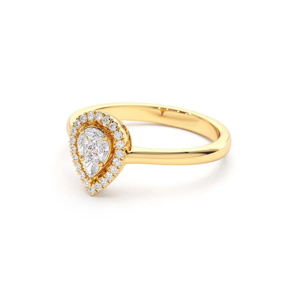 Illusion Set Pear Shape Engagement Ring in 14K - view 4