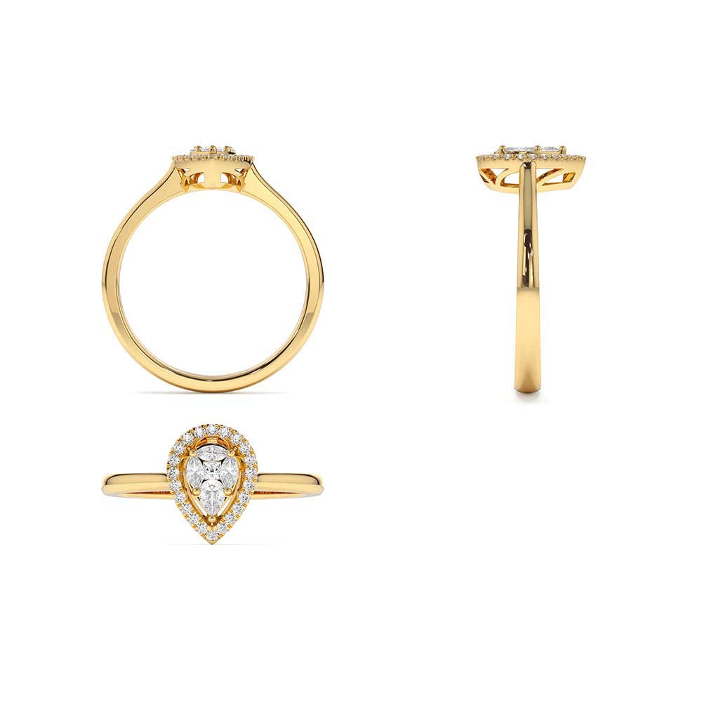 Illusion Set Pear Shape Engagement Ring in 14K - view 5