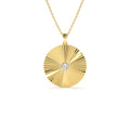 Large Diamond Disc Ray Necklace in 14K by Orlina Fine