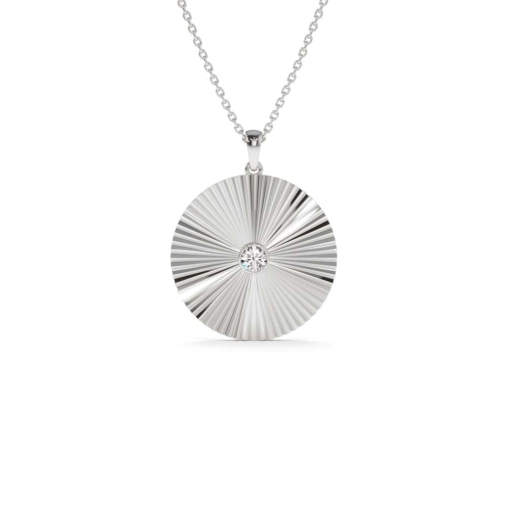 Large Diamond Disc Ray Necklace in 14K - view 3