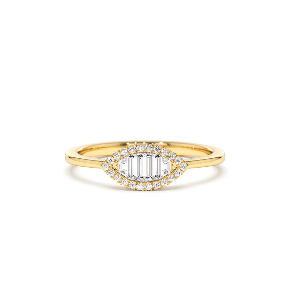 Marquise Baguette Diamond Ring in 14K by Orlina Fine