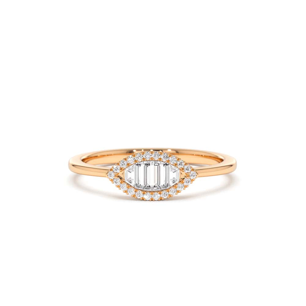 Marquise Baguette Diamond Ring in 14K - view 2