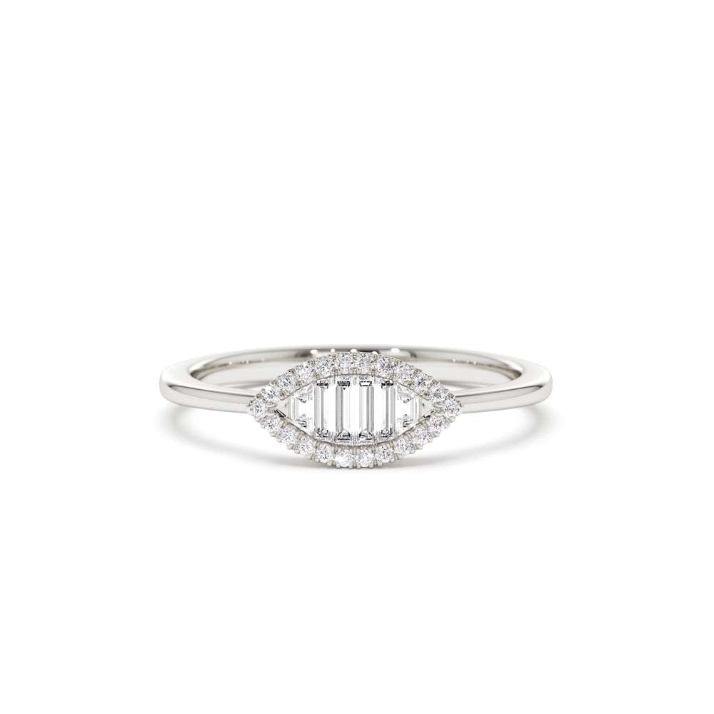 Marquise Baguette Diamond Ring in 14K - view 3