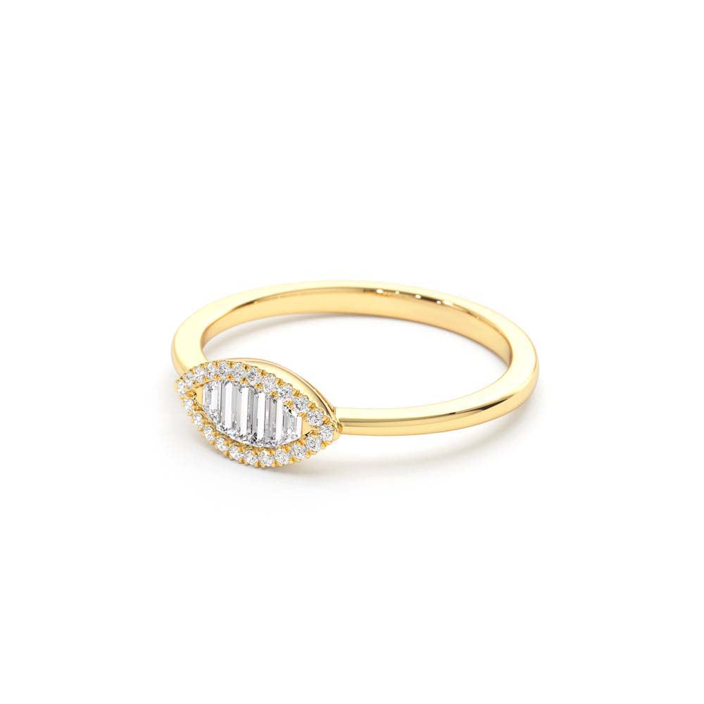 Marquise Baguette Diamond Ring in 14K - view 4