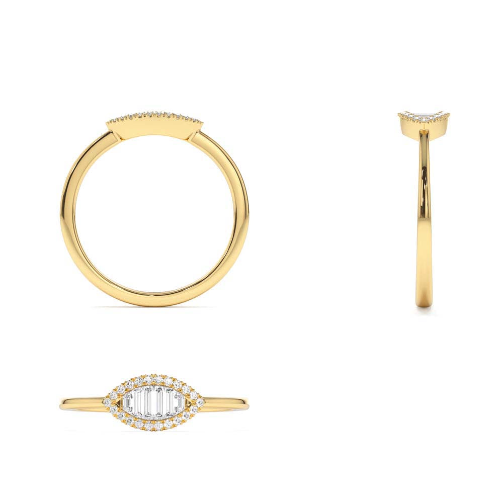 Marquise Baguette Diamond Ring in 14K - view 5
