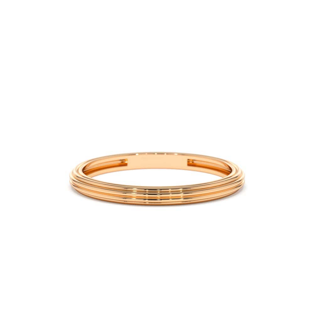 14K Unique Multi Lined 2MM Gold Ring - view 2