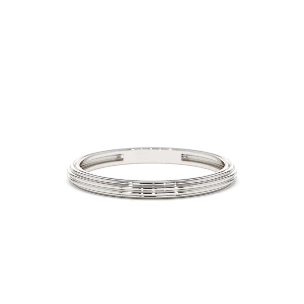 14K Unique Multi Lined 2MM Gold Ring - view 3