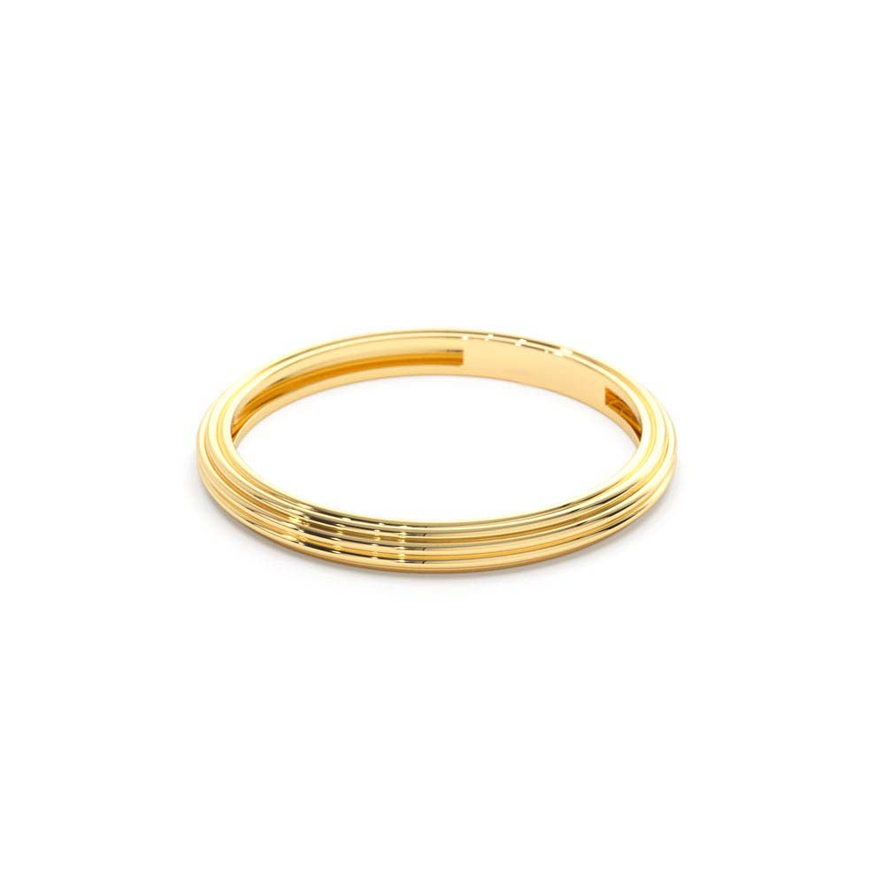 14K Unique Multi Lined 2MM Gold Ring - view 4