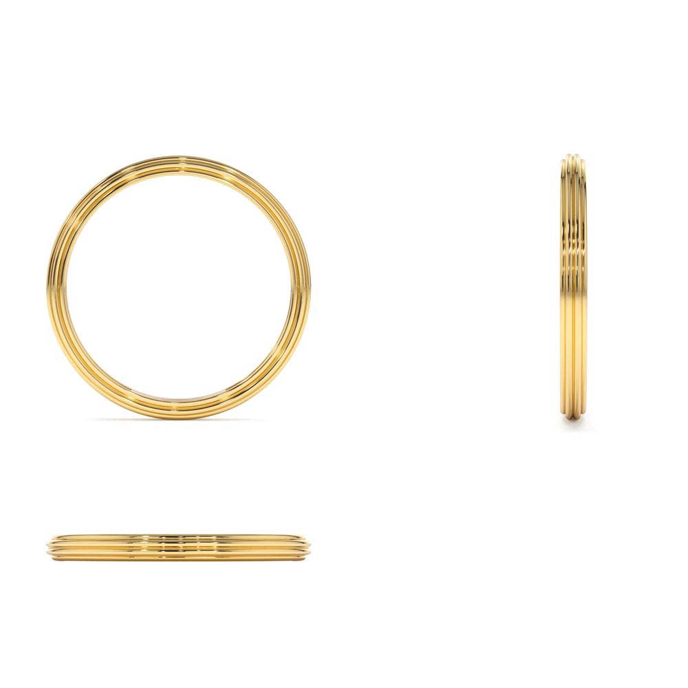 14K Unique Multi Lined 2MM Gold Ring - view 5
