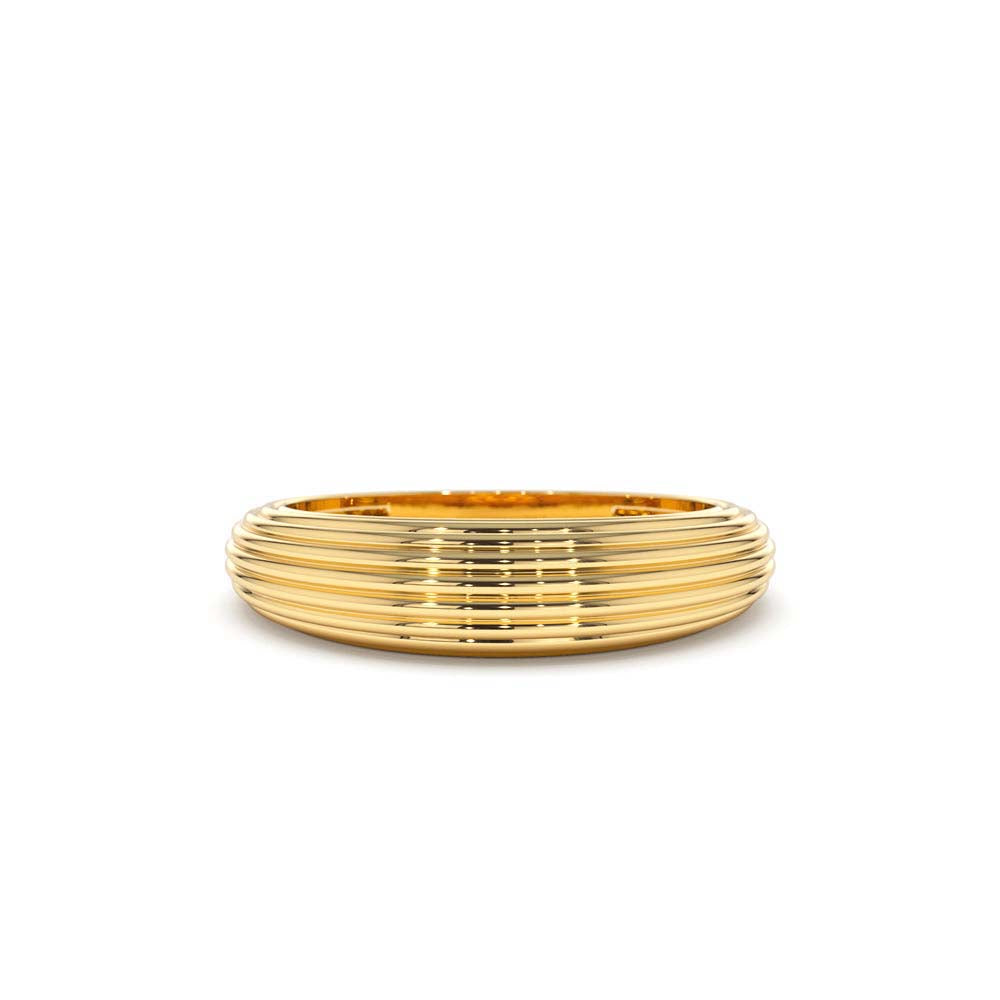 14K Unique Multi Lined 5MM Dome Gold Ring by Orlina Fine