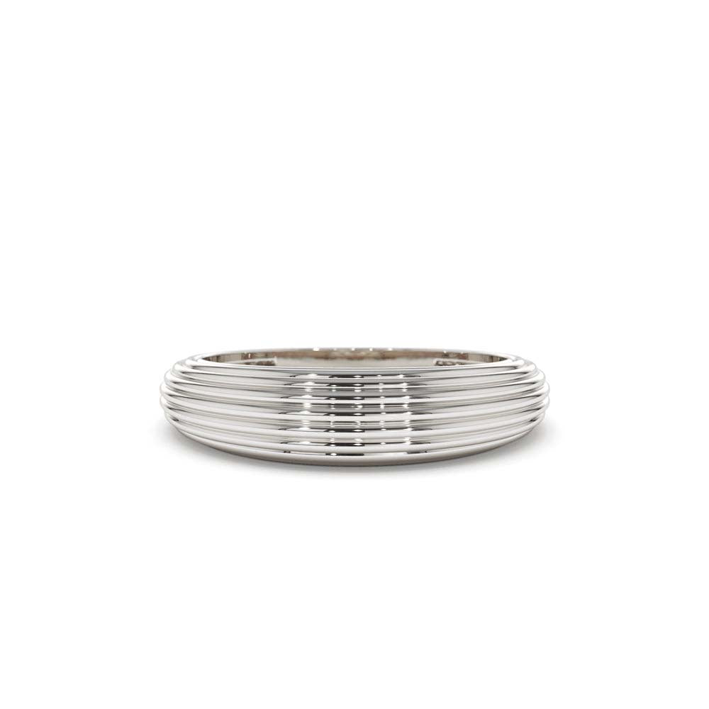 14K Unique Multi Lined 5MM Dome Gold Ring - view 3