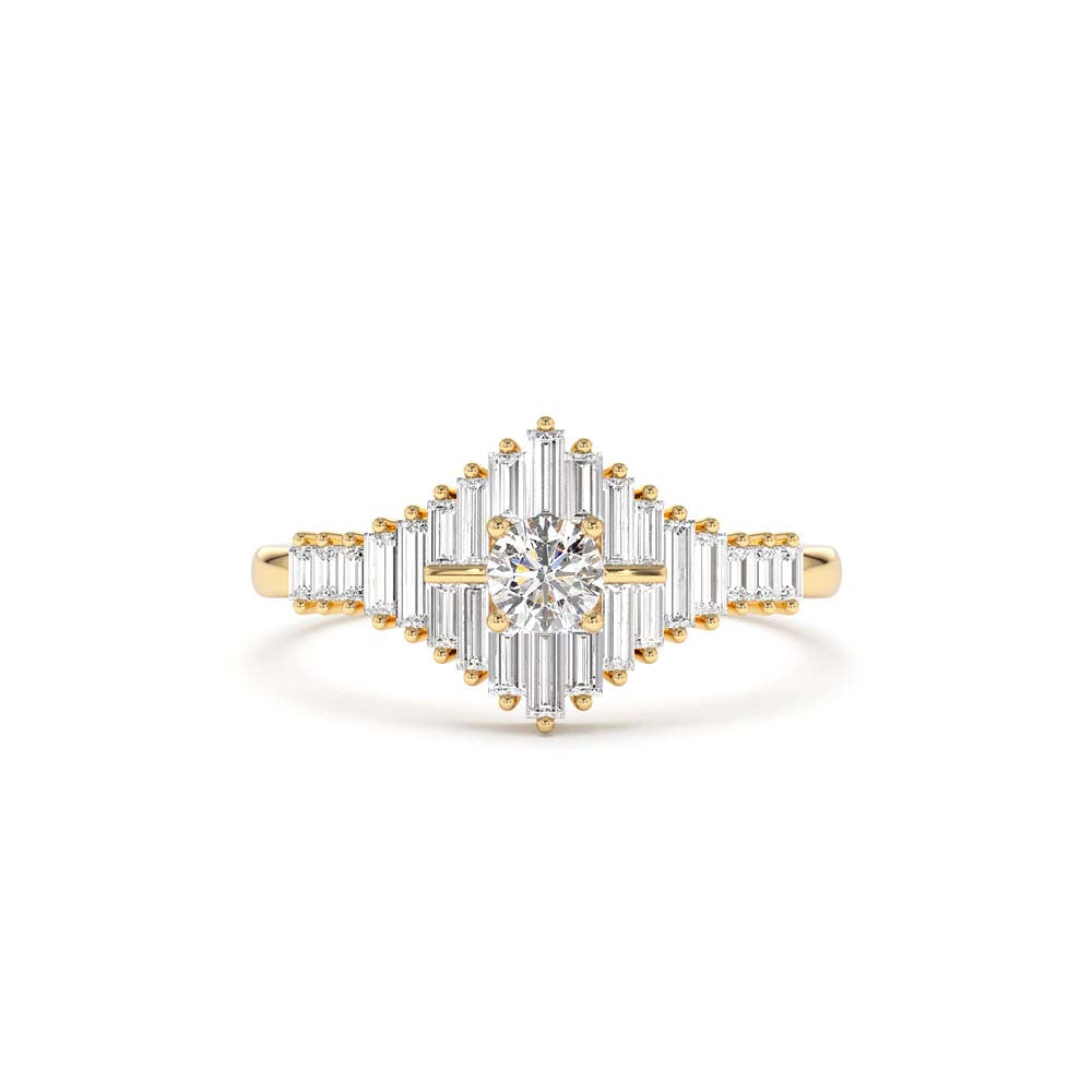 14K Art Deco Inspired Baguette Diamond Ring by Orlina Fine