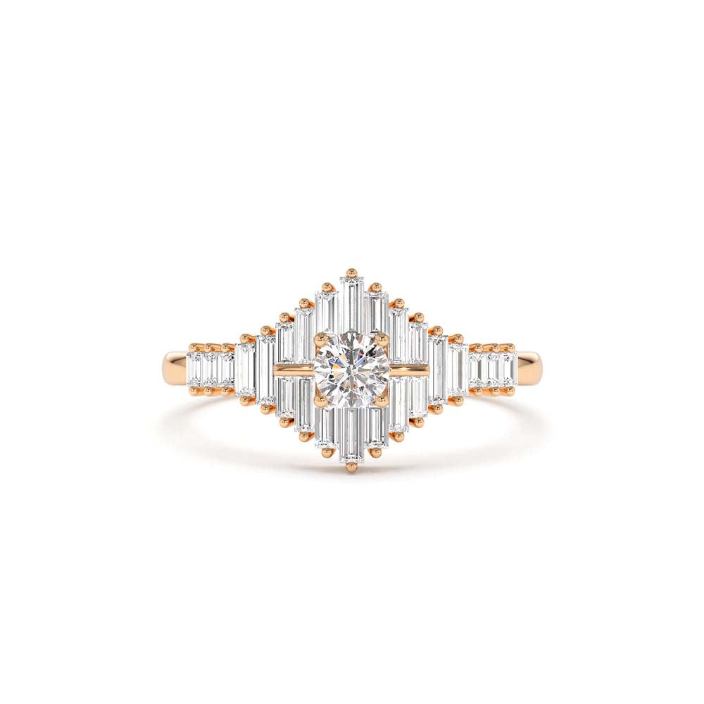 14K Art Deco Inspired Baguette Diamond Ring - view 2
