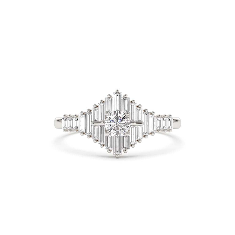 14K Art Deco Inspired Baguette Diamond Ring - view 3
