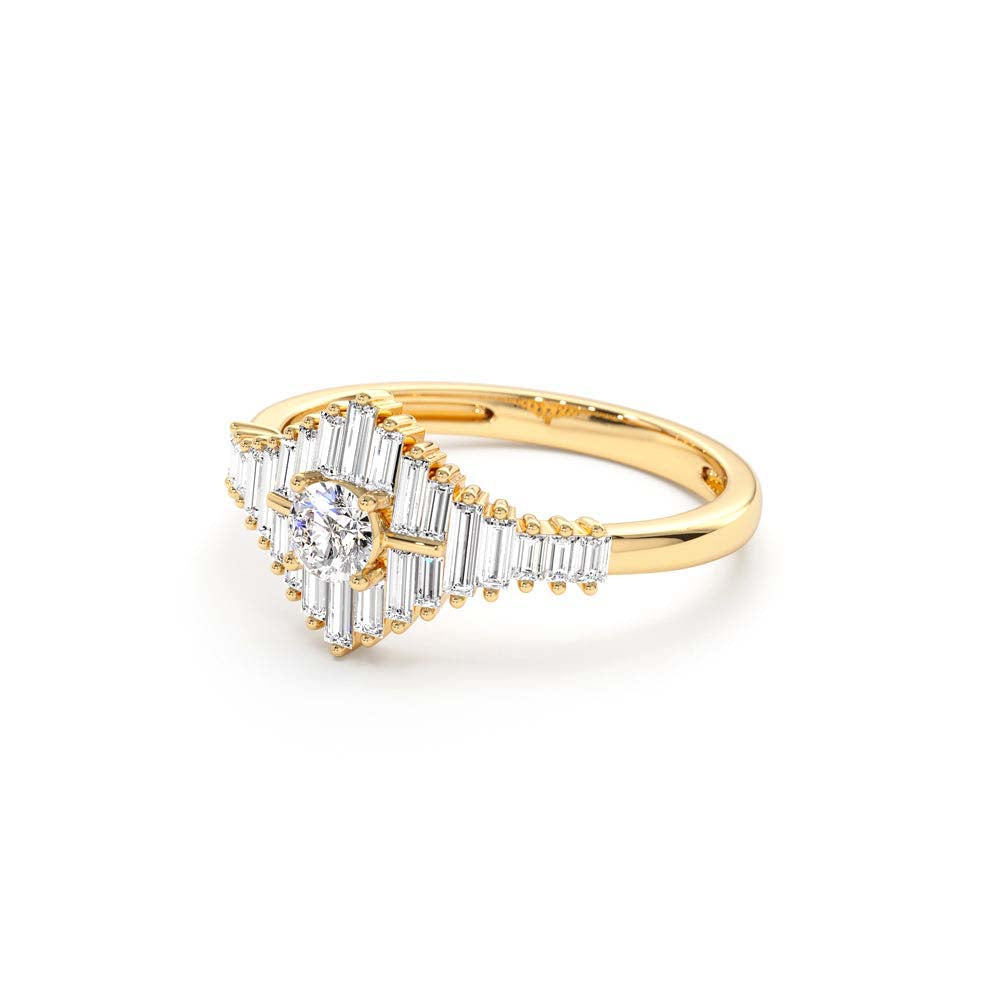 14K Art Deco Inspired Baguette Diamond Ring - view 4