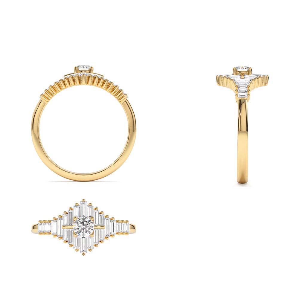 14K Art Deco Inspired Baguette Diamond Ring - view 5