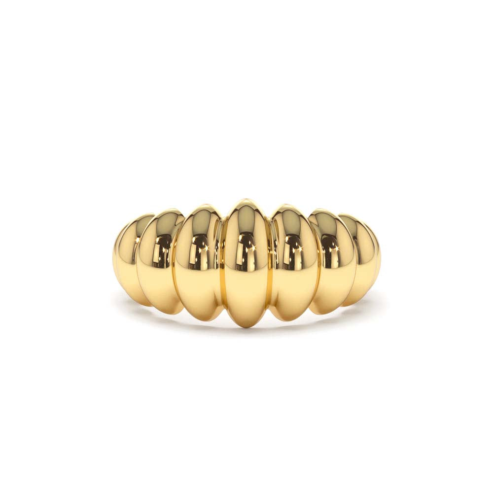 14K Gold Bold Dome Croissant Ring by Orlina Fine
