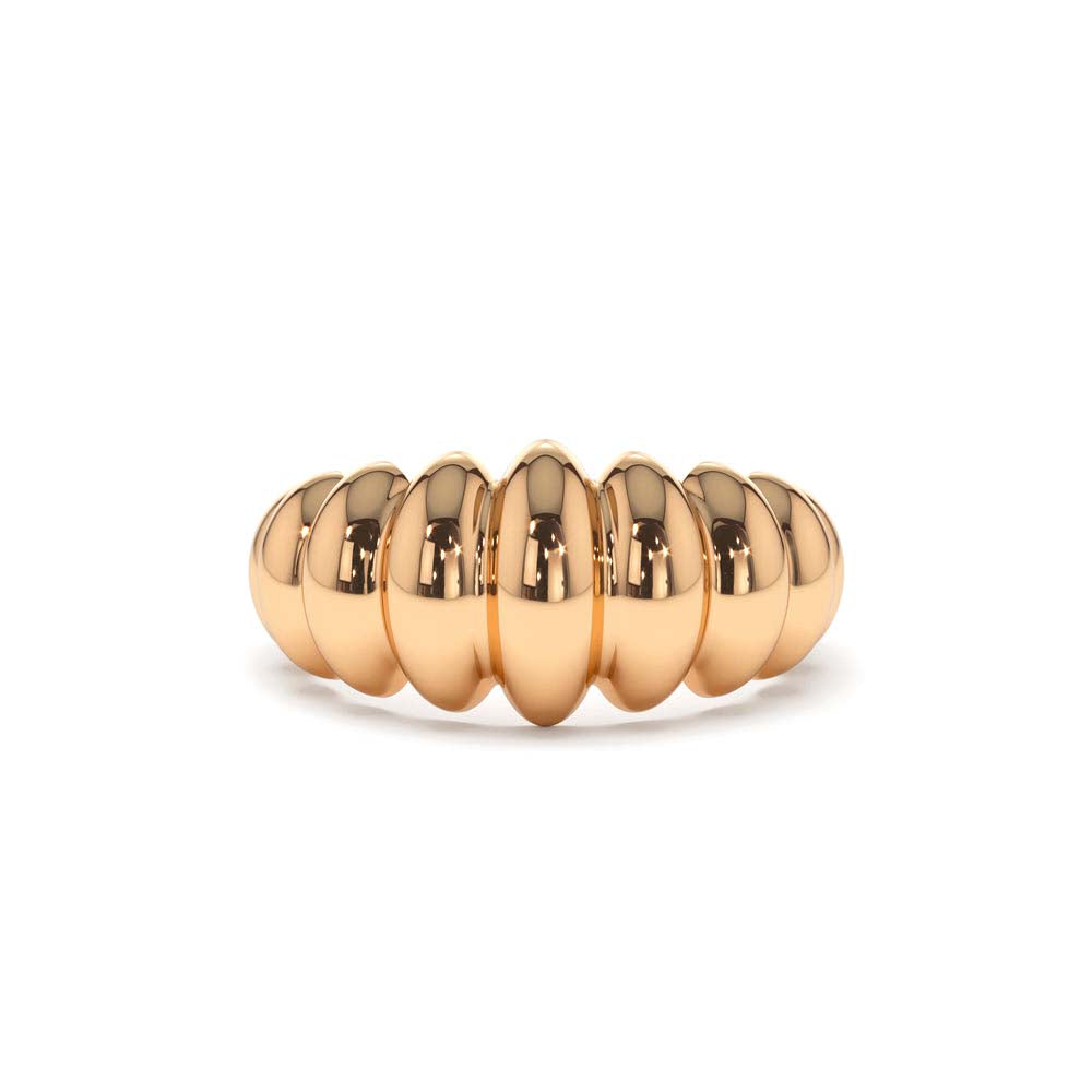 14K Gold Bold Dome Croissant Ring - view 2