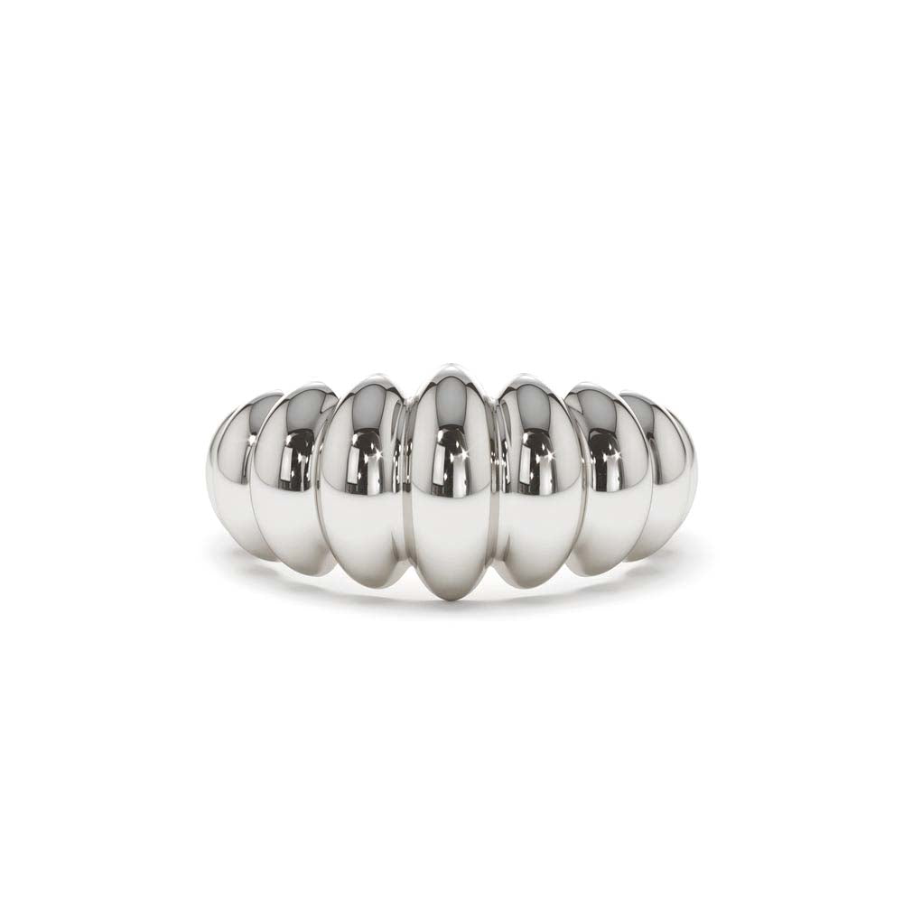14K Gold Bold Dome Croissant Ring - view 3
