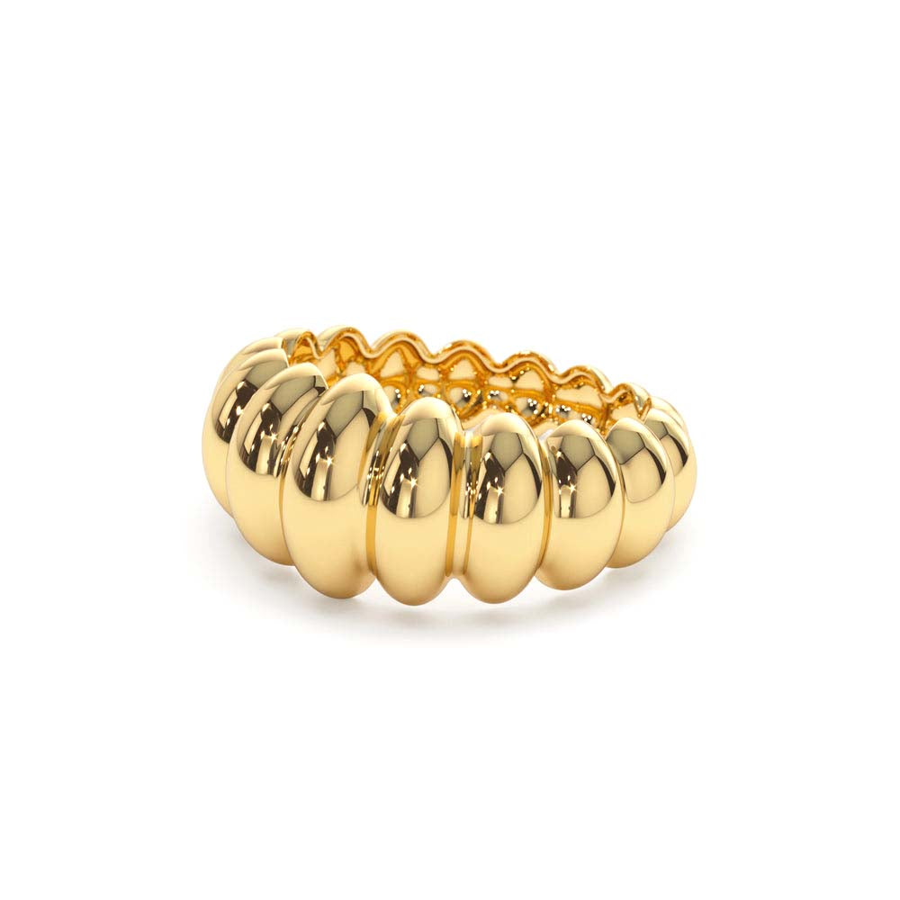 14K Gold Bold Dome Croissant Ring - view 4