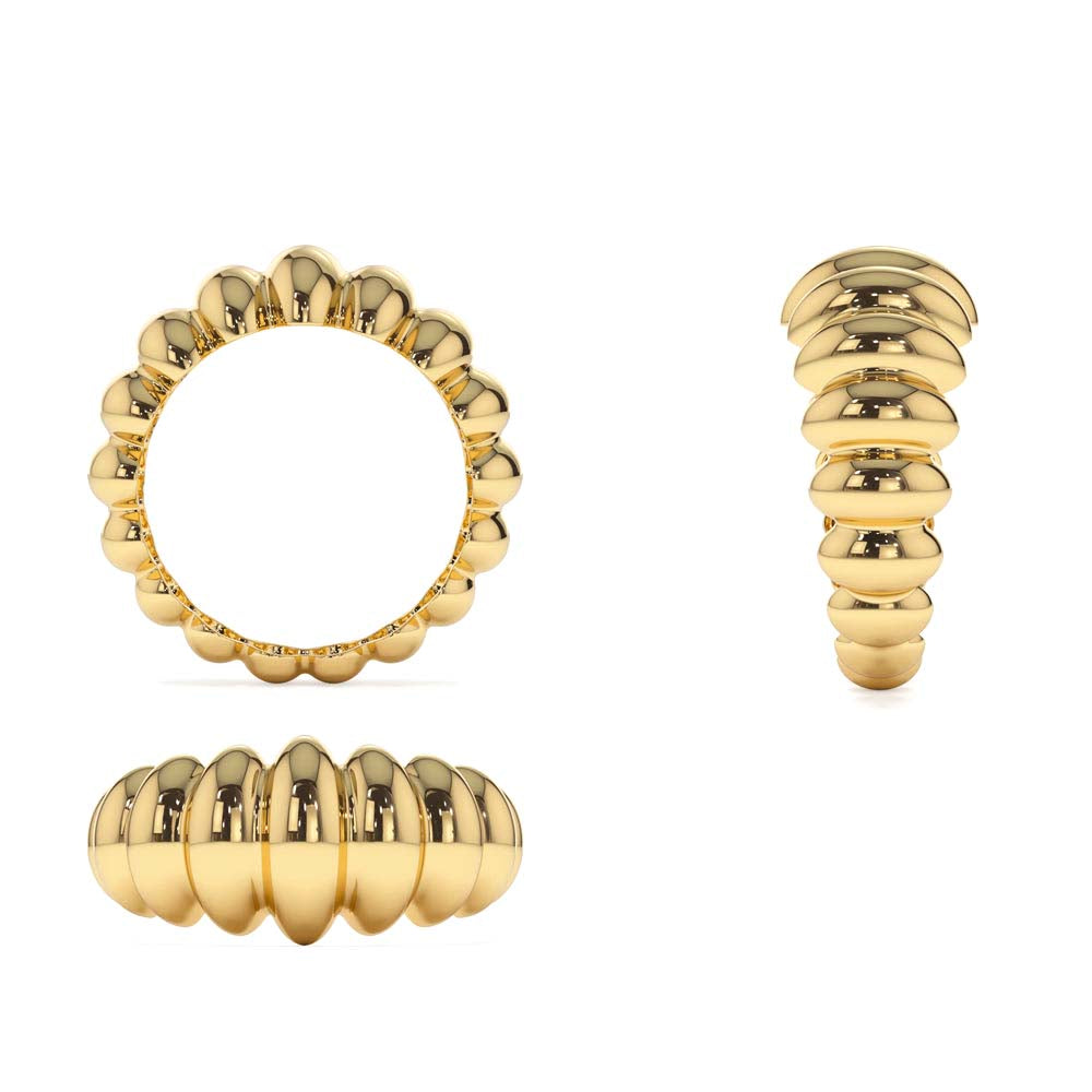 14K Gold Bold Dome Croissant Ring - view 5