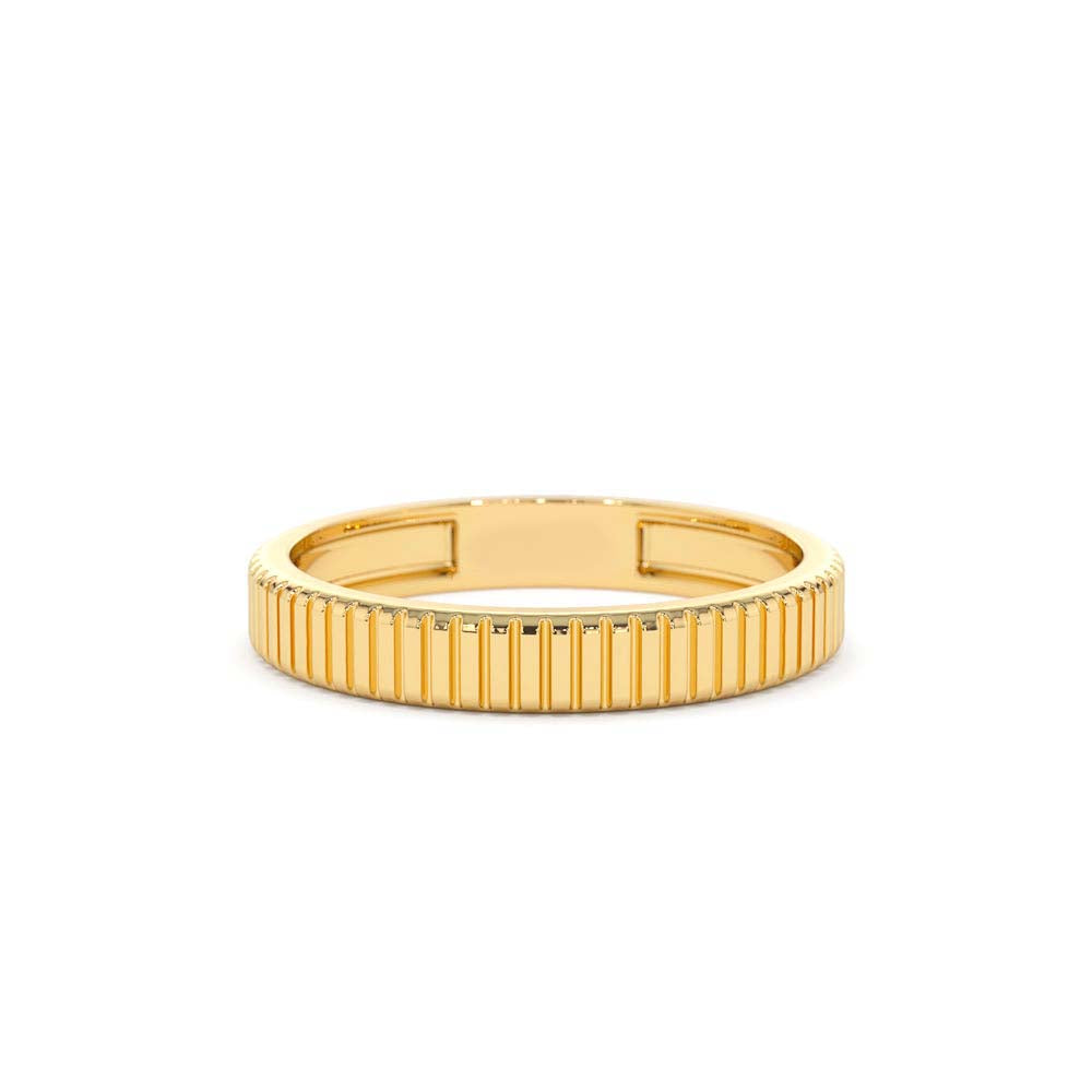 3MM Ribbed Ring in 14K Gold by Orlina Fine