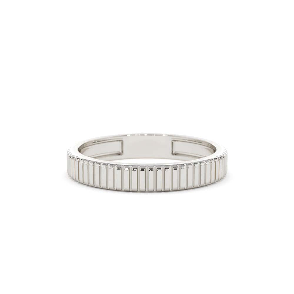 3MM Ribbed Ring in 14K Gold - view 3